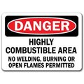Signmission Danger Sign-Combustible Area No Welding Burning or Flames-10x14 OSHA Sign, DS-Highly Combustible DS-Highly Combustible